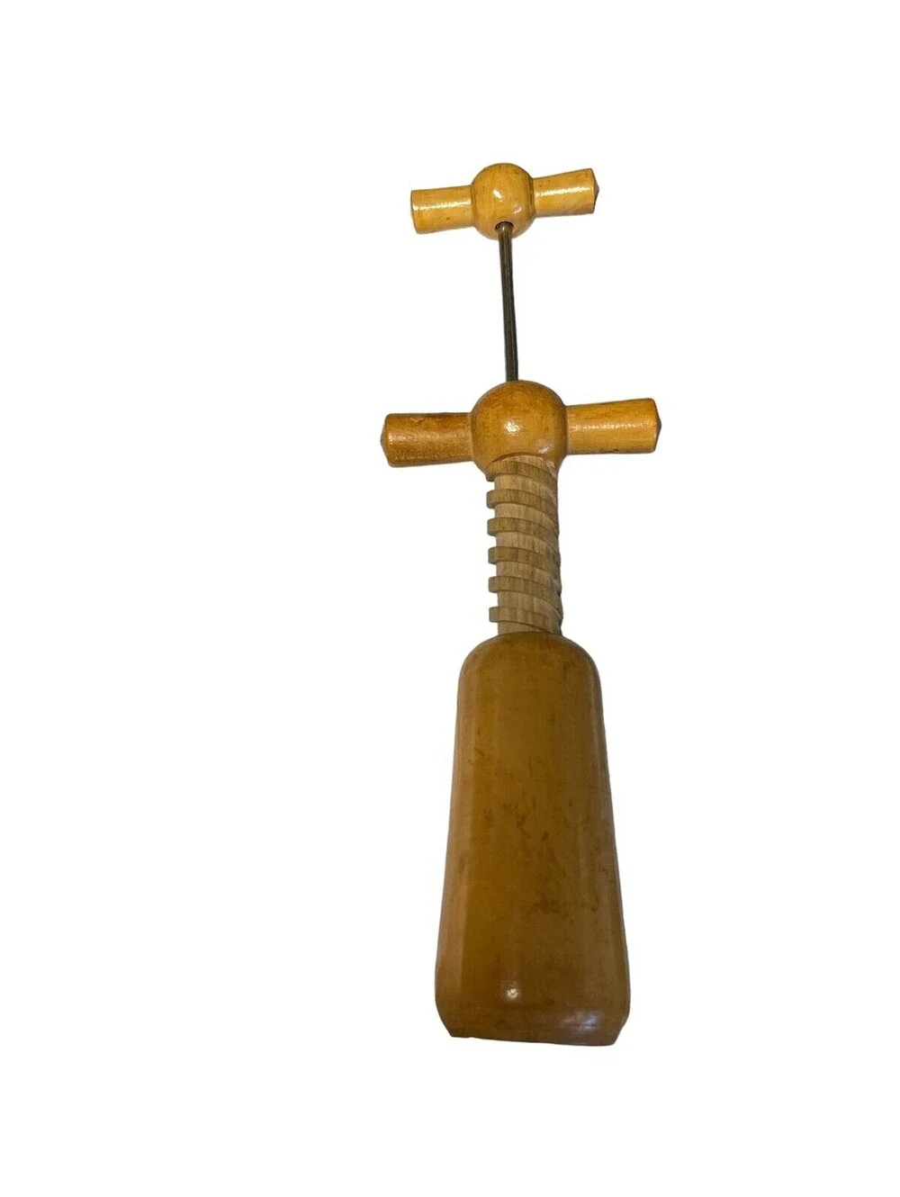 Vintage French Double Wood Twist Wooden Corkscrew Wine Bottle Opener